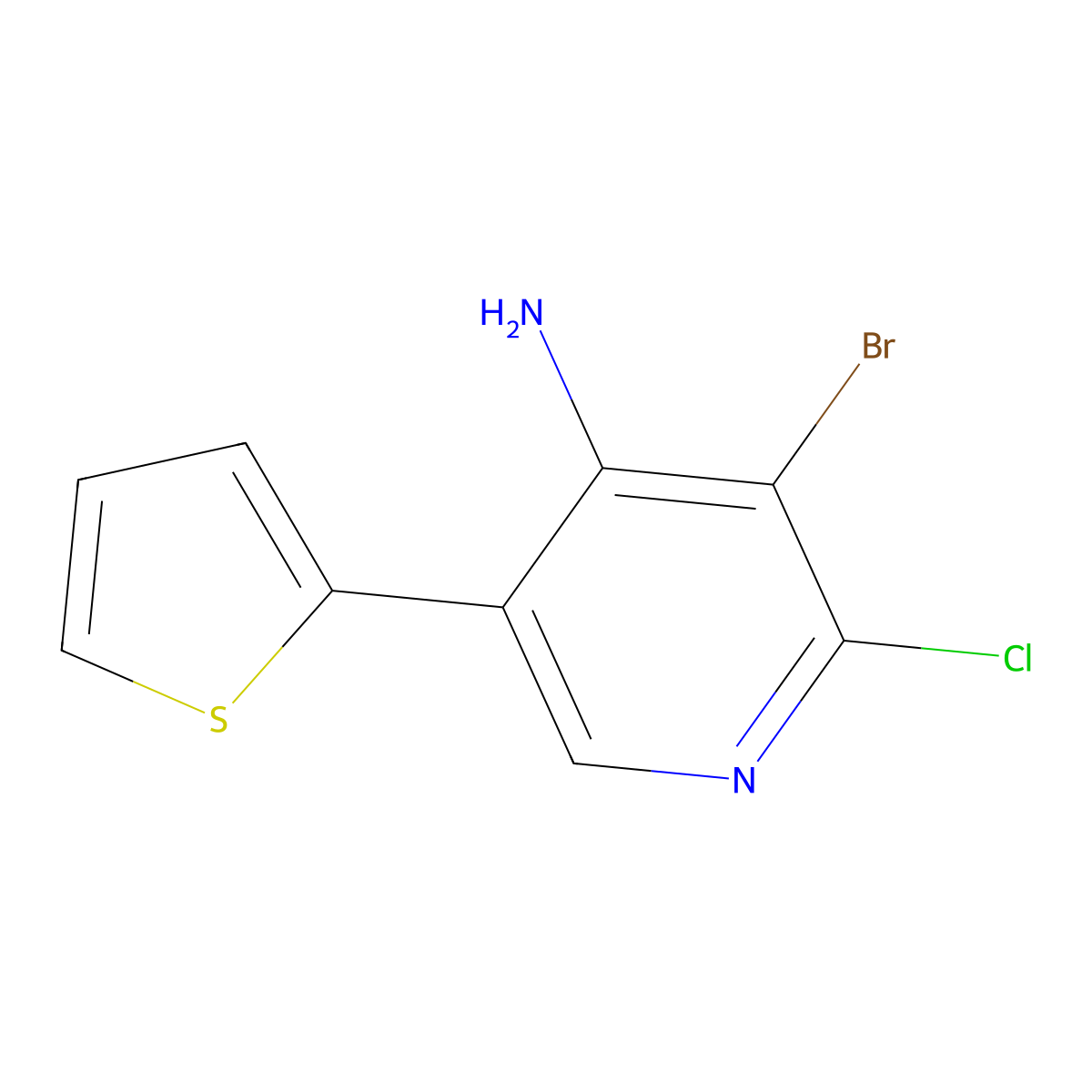 4-Amino-2-chloro-3-bromo-5-(2-thienyl)pyridine molecular structure, CAS 1563533-21-0