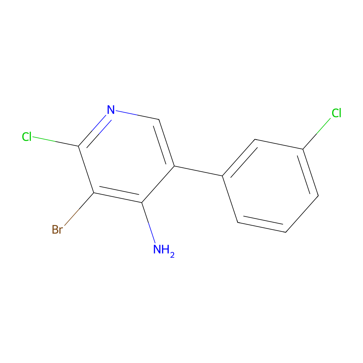 4-Amino-2-chloro-3-bromo-5-(3-chlorophenyl)pyridine molecular structure, CAS 1563533-26-5