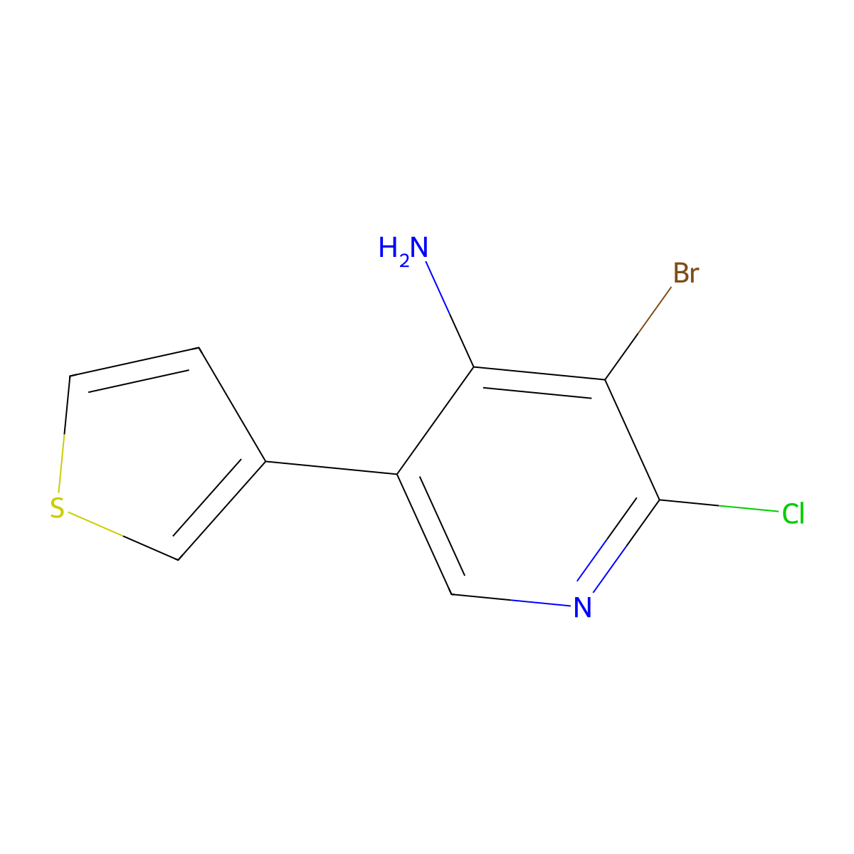 4-Amino-2-chloro-3-bromo-5-(3-thienyl)pyridine molecular structure, CAS 1563533-27-6