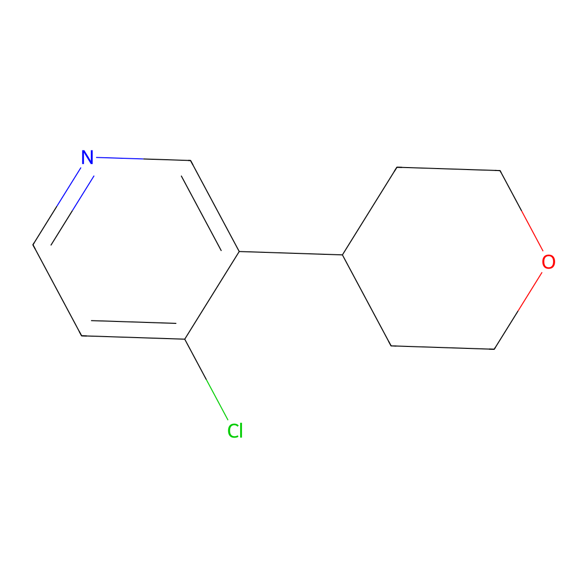 4-Chloro-3-(oxan-4-YL)pyridine molecular structure, CAS 1563533-30-1