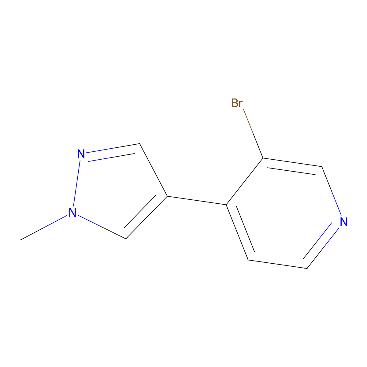 3-Bromo-4-(1-methyl-1H-pyrazol-4-YL)pyridine molecular structure, CAS 1563533-35-6