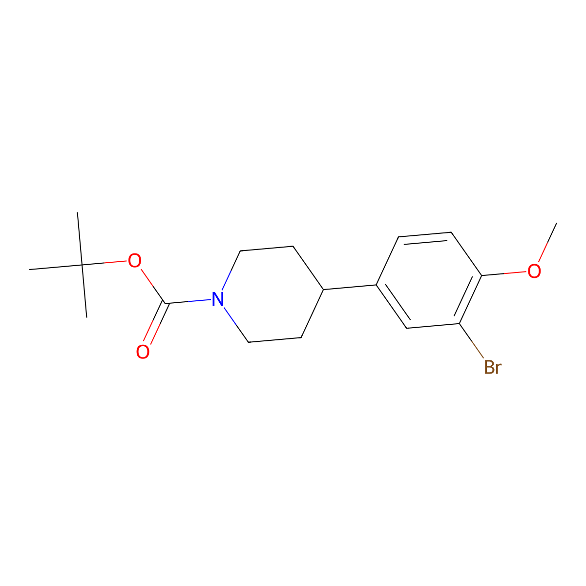 5-(N-Boc-Piperidin-4-yl)-2-methoxy-1-bromobenzene molecular structure, CAS 1563533-40-3