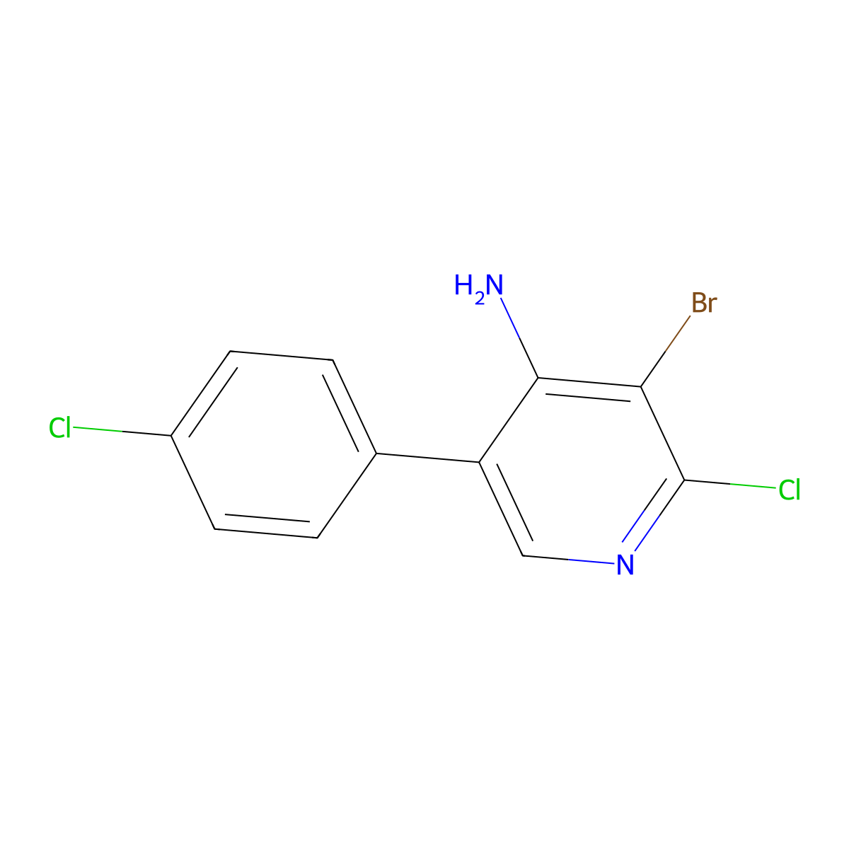 4-Amino-2-chloro-3-bromo-5-(4-chlorophenyl)pyridine molecular structure, CAS 1563533-44-7