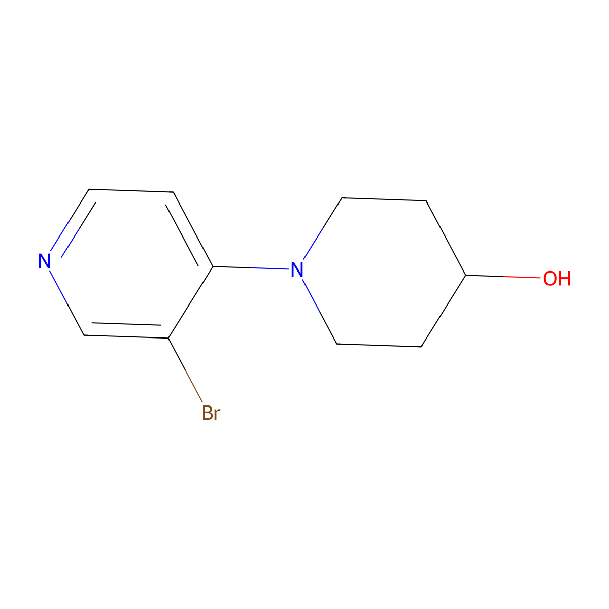 3-Bromo-4-(4-hydroxypiperidin-1-YL)pyridine molecular structure, CAS 1563533-52-7