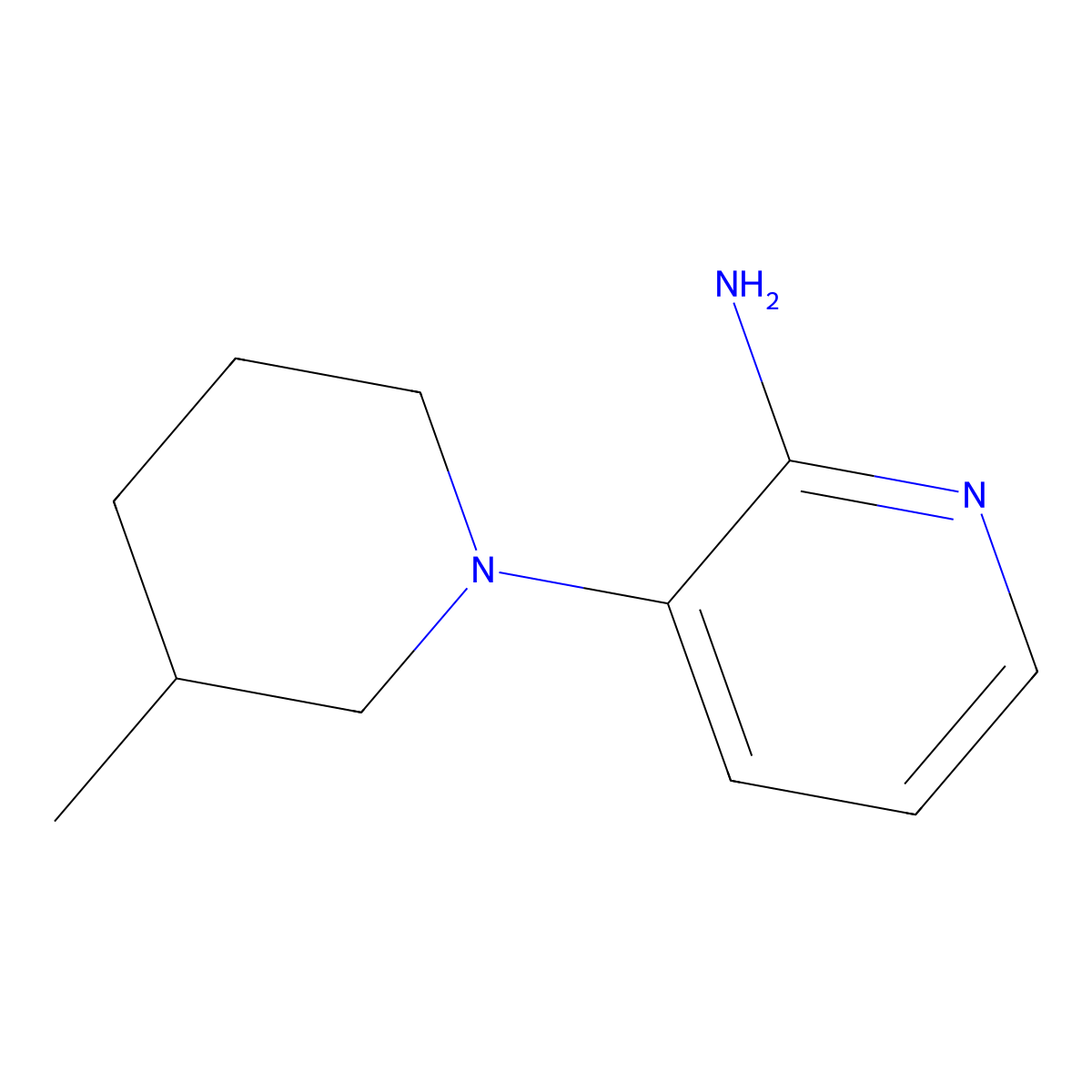 2-Amino-3-(3-methylpiperidin-1-YL)pyridine molecular structure, CAS 1563533-59-4