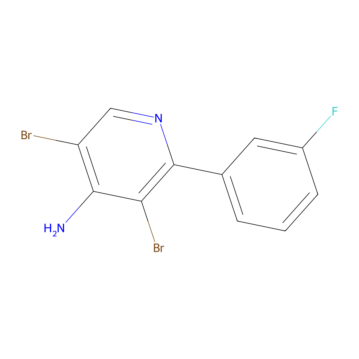 4-Amino-3,5-dibromo-2-(3-fluorophenyl)pyridine molecular structure, CAS 1563533-68-5