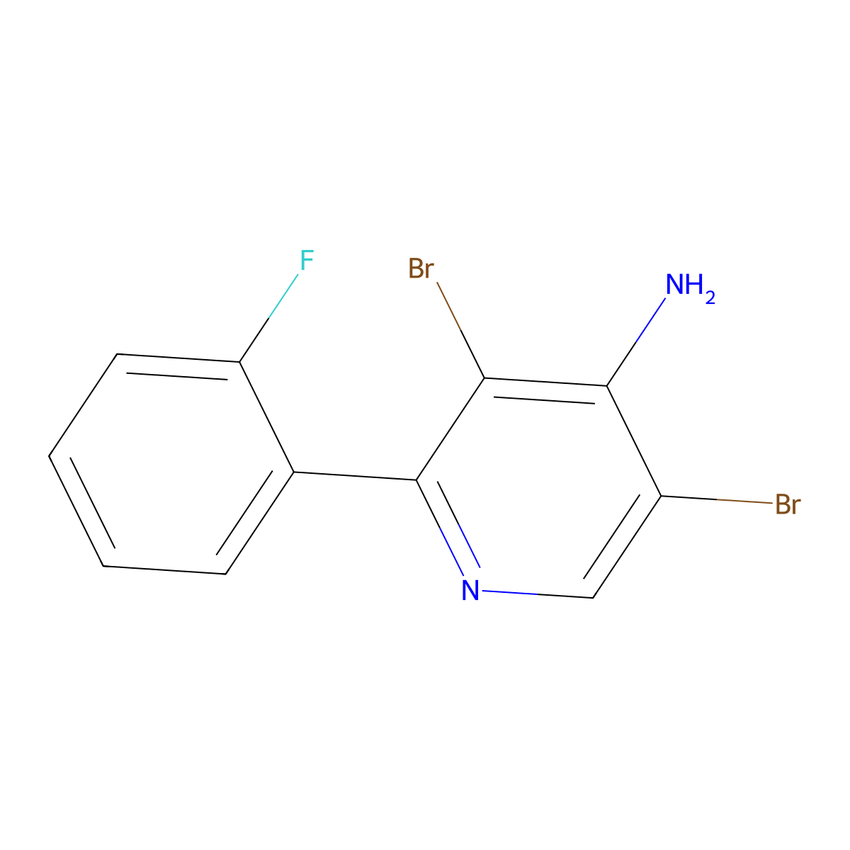 4-Amino-3,5-dibromo-2-(2-fluorophenyl)pyridine molecular structure, CAS 1563533-69-6