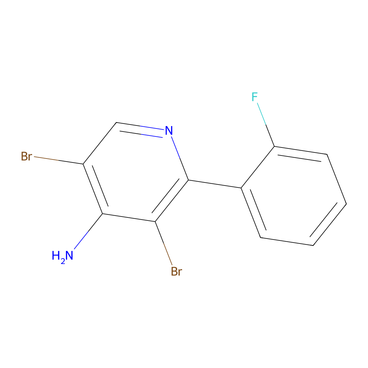 4-Amino-3,5-dibromo-2-(2-fluorophenyl)pyridine molecular structure, CAS 1563533-69-6