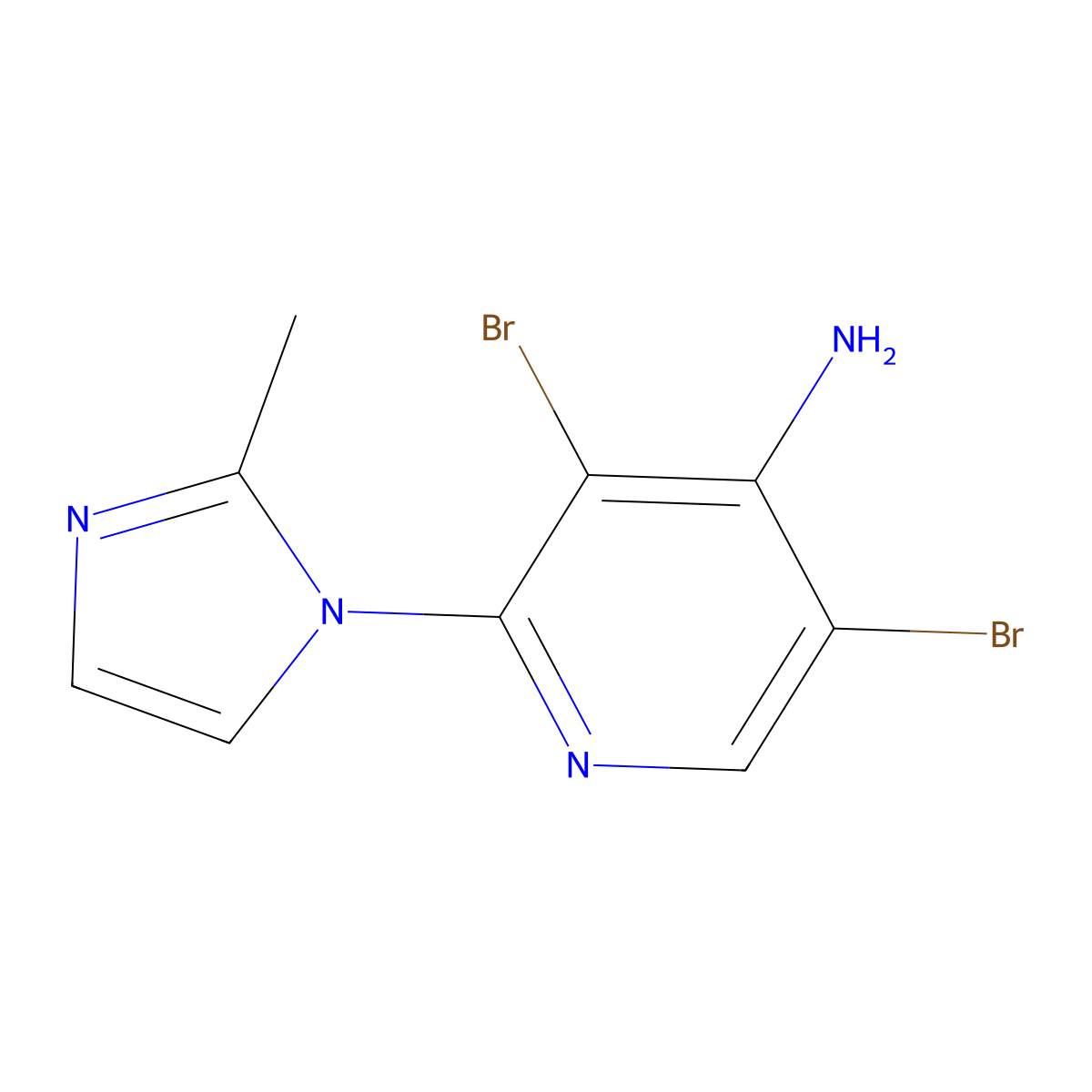 4-Amino-3,5-dibromo-2-(2-methylimidazol-1-yl)pyridine molecular structure, CAS 1563533-76-5