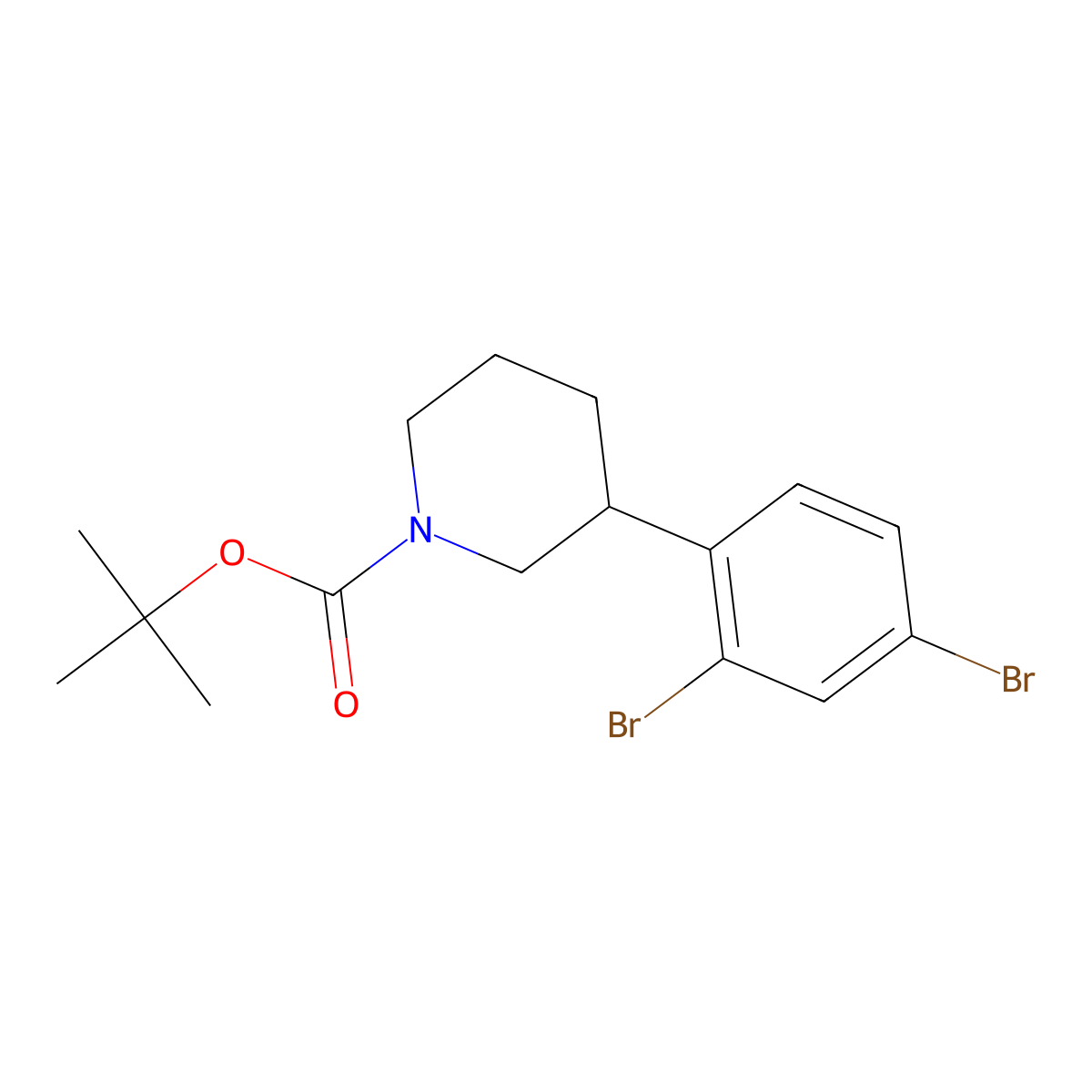 Tert-butyl 3-(2,4-dibromophenyl)piperidine-1-carboxylate molecular structure, CAS 1563533-79-8