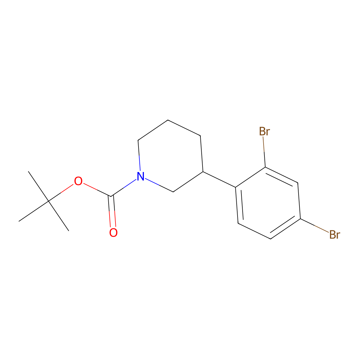 Tert-butyl 3-(2,4-dibromophenyl)piperidine-1-carboxylate molecular structure, CAS 1563533-79-8