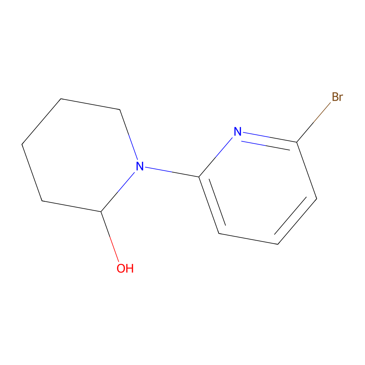 2-Bromo-6-(2-hydroxypiperidin-1-yl)pyridine molecular structure, CAS 1563533-81-2