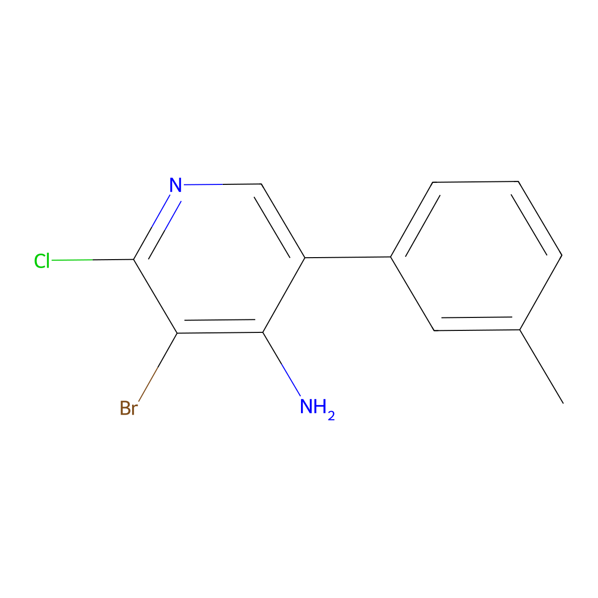 4-Amino-2-chloro-3-bromo-5-(3-tolyl)pyridine molecular structure, CAS 1563533-82-3