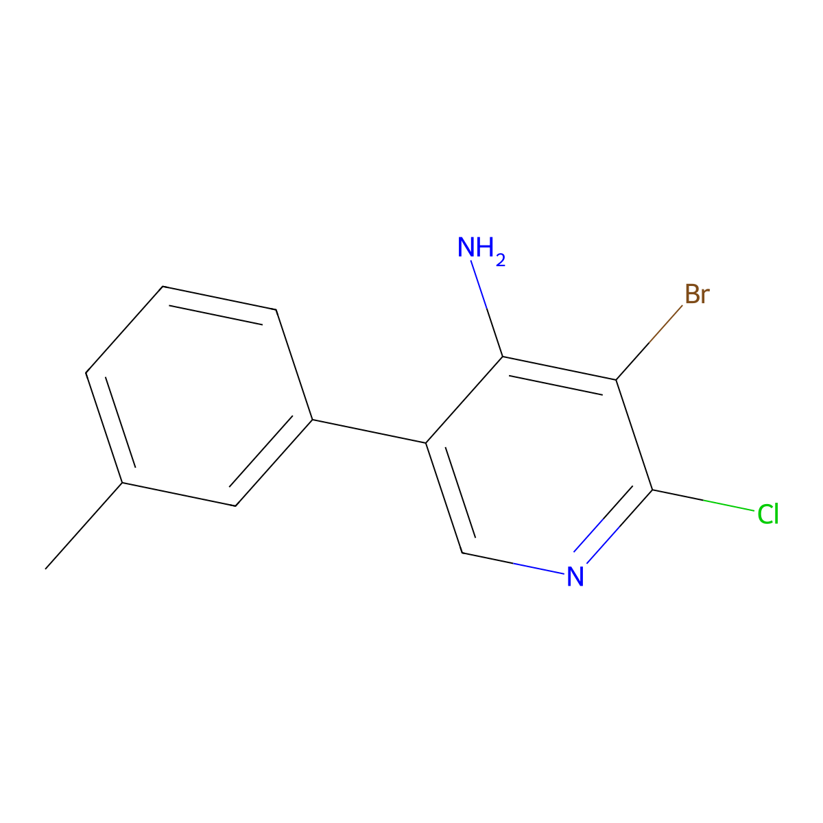 4-Amino-2-chloro-3-bromo-5-(3-tolyl)pyridine molecular structure, CAS 1563533-82-3