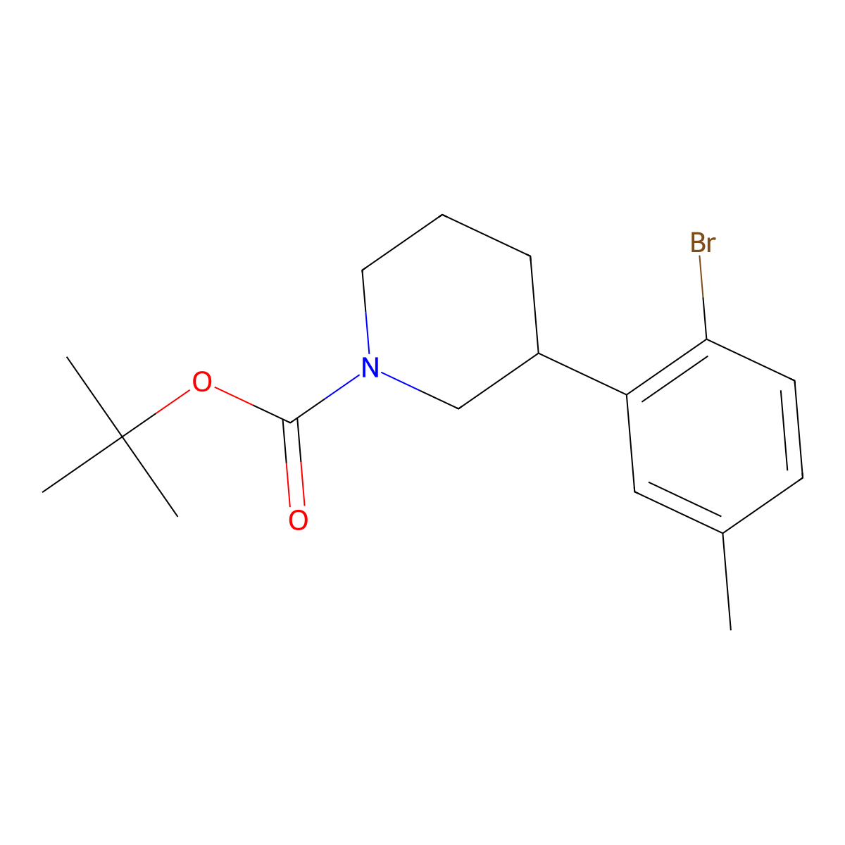 2-(N-Boc-Piperidin-3-yl)-4-(methyl)bromobenzene molecular structure, CAS 1563533-85-6