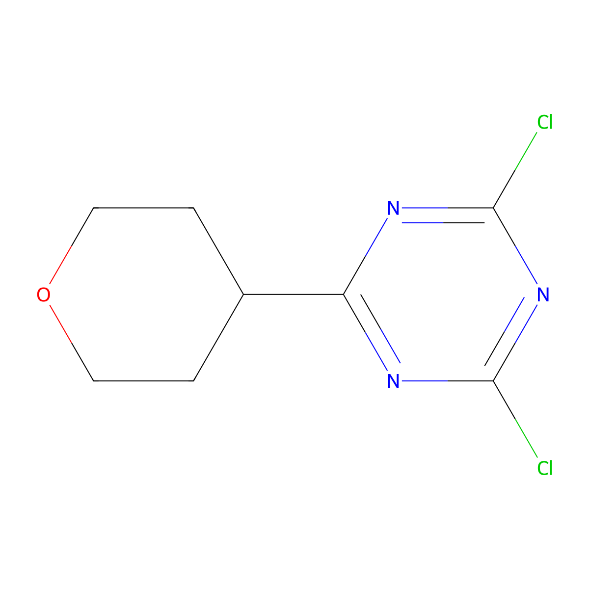 2,4-Dichloro-6-(oxan-4-yl)-1,3,5-triazine molecular structure, CAS 1563533-93-6