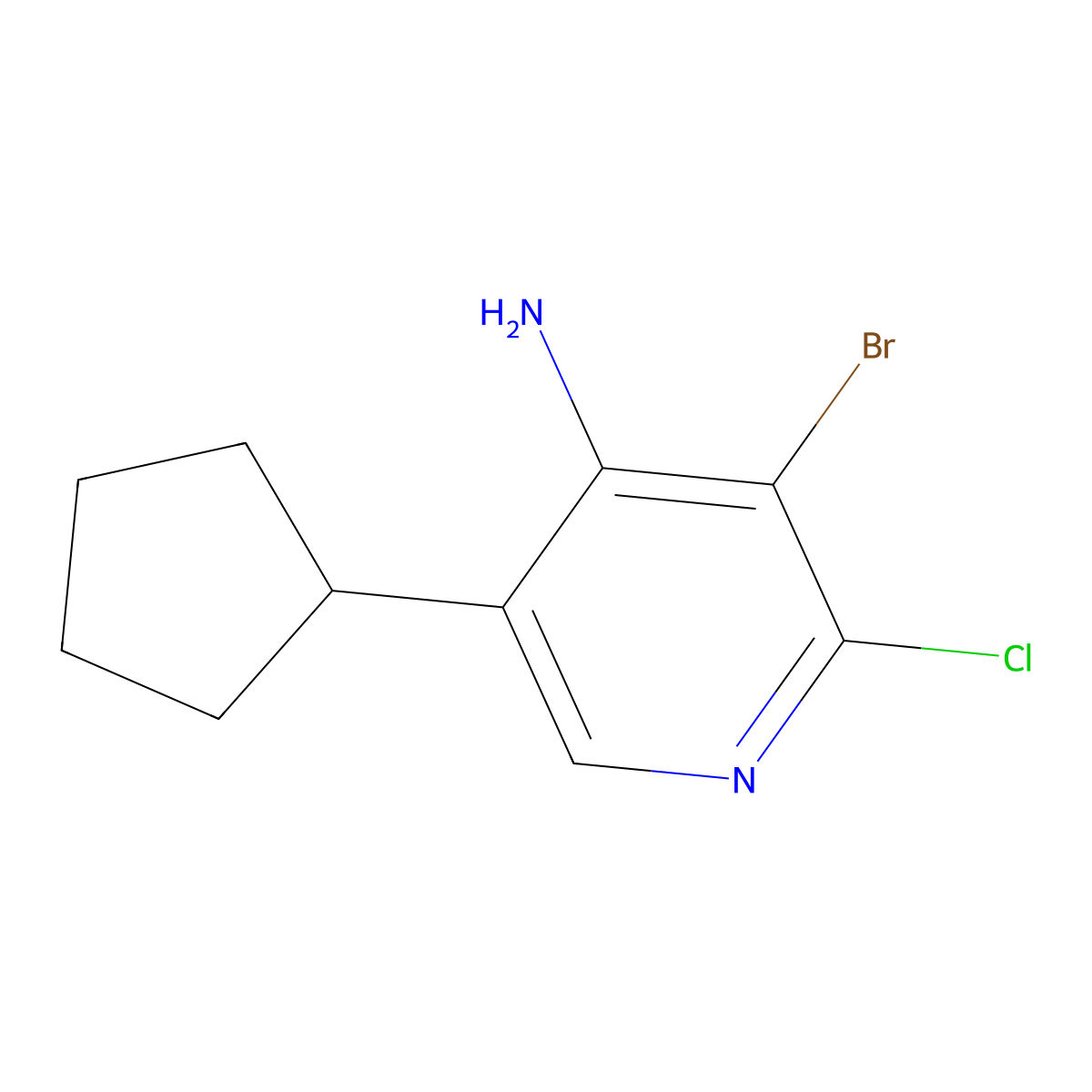 4-Amino-2-chloro-3-bromo-5-(cyclopentyl)pyridine molecular structure, CAS 1563533-99-2