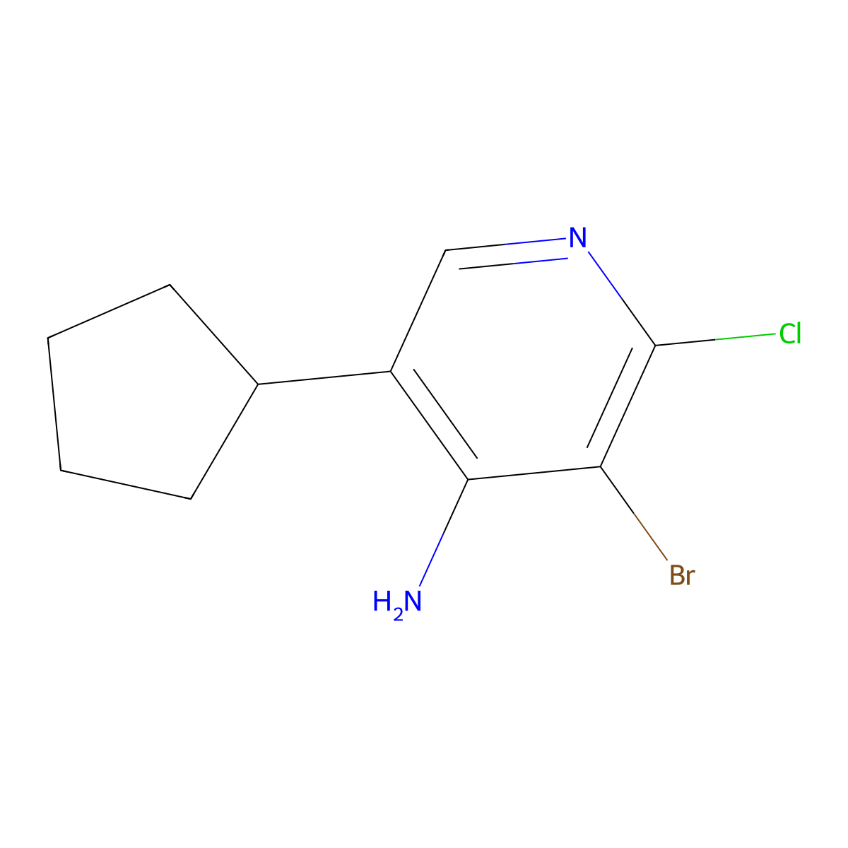 4-Amino-2-chloro-3-bromo-5-(cyclopentyl)pyridine molecular structure, CAS 1563533-99-2