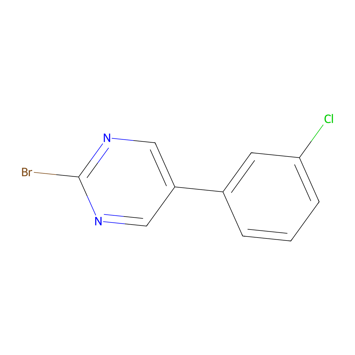 2-Bromo-5-(3-chlorophenyl)pyrimidine molecular structure, CAS 1563534-10-0