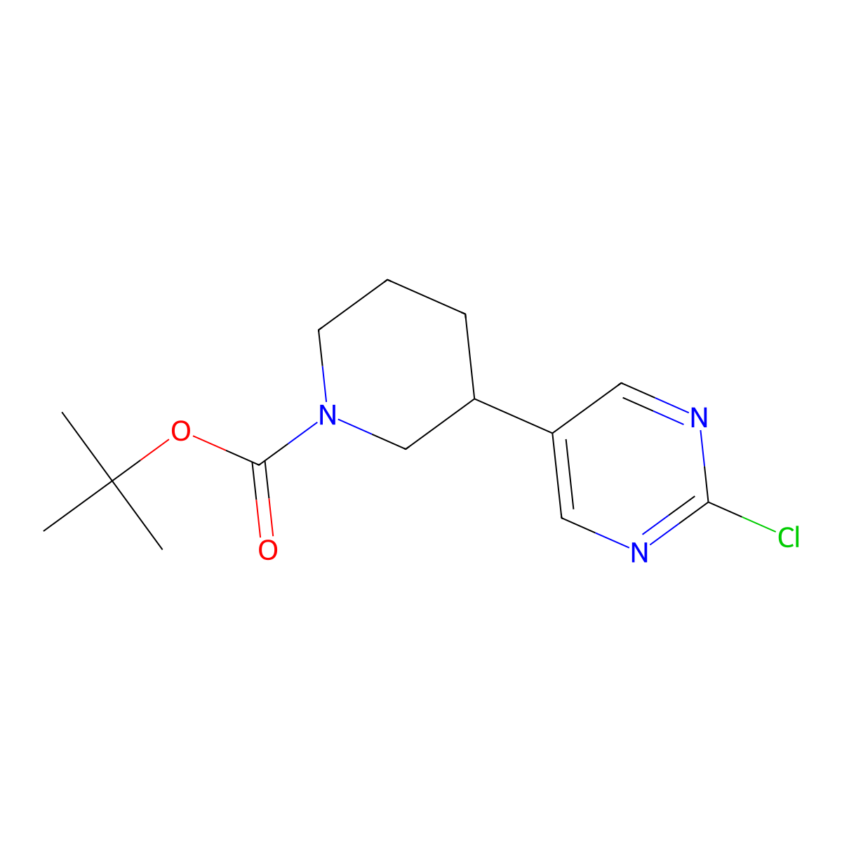 2-Chloro-5-(N-Boc-piperidin-3-yl)pyrimidine molecular structure, CAS 1563534-12-2