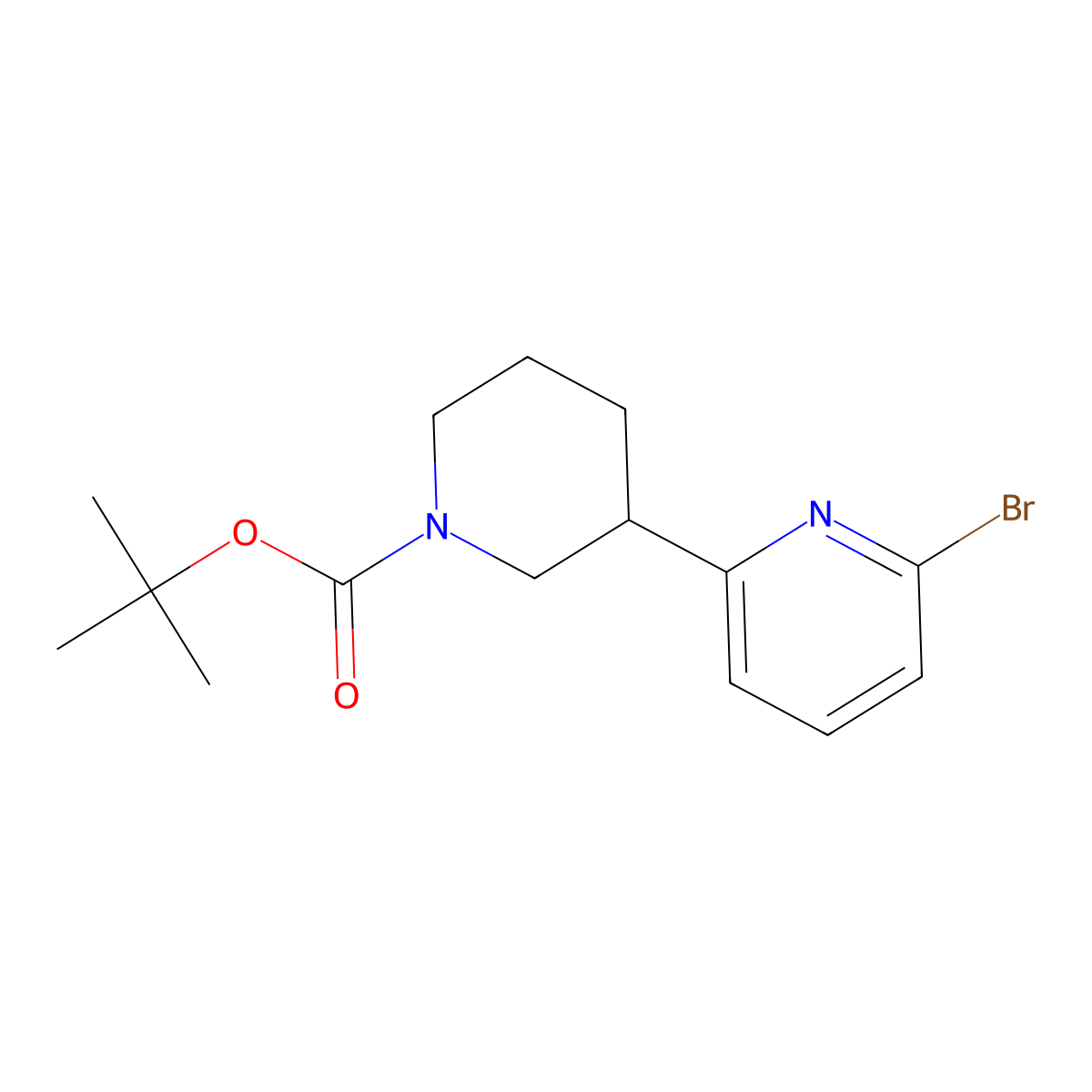 tert-Butyl 3-(6-bromopyridin-2-yl)piperidine-1-carboxylate molecular structure, CAS 1563534-15-5