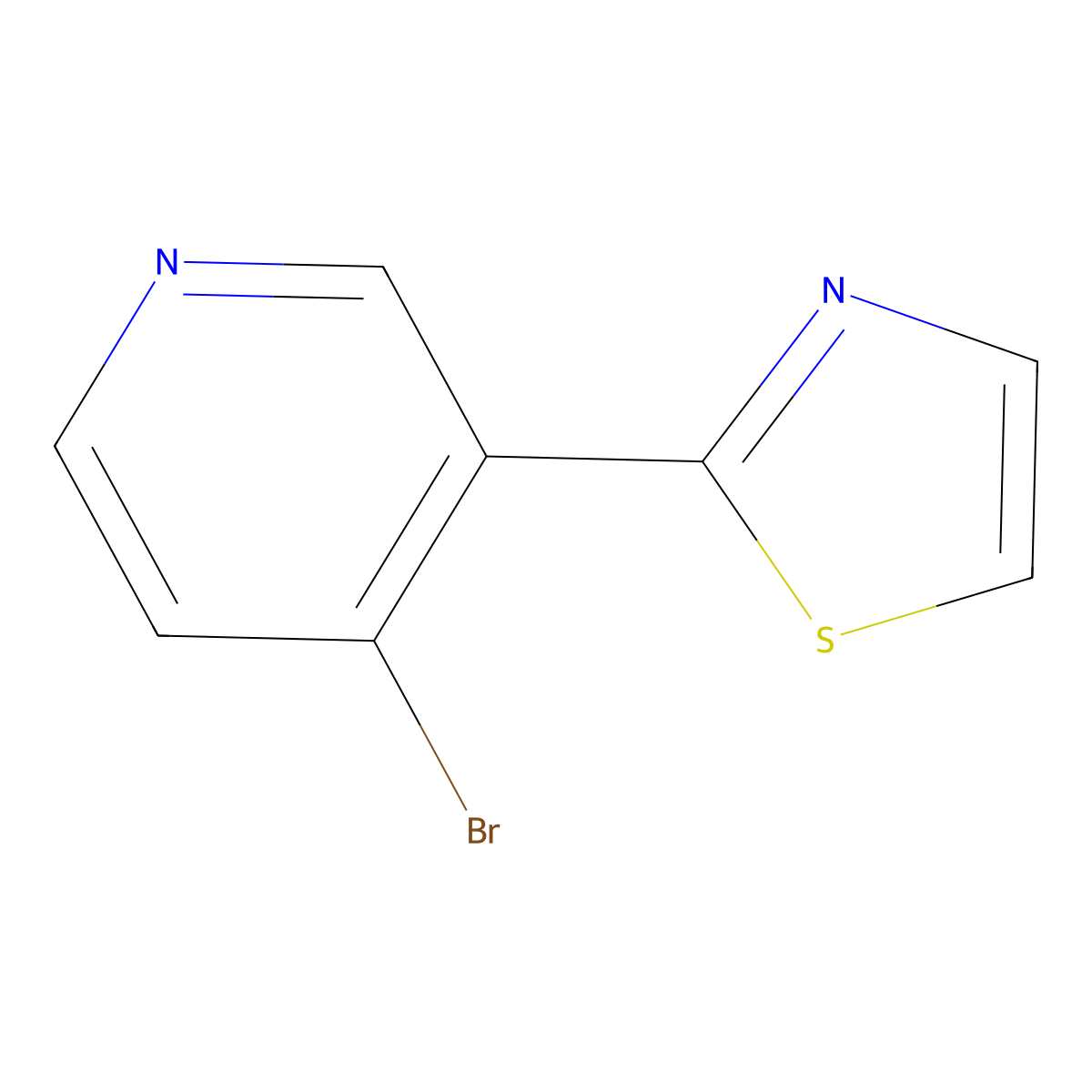 4-Bromo-3-(Thiazol-2-yl)pyridine molecular structure, CAS 1563534-20-2