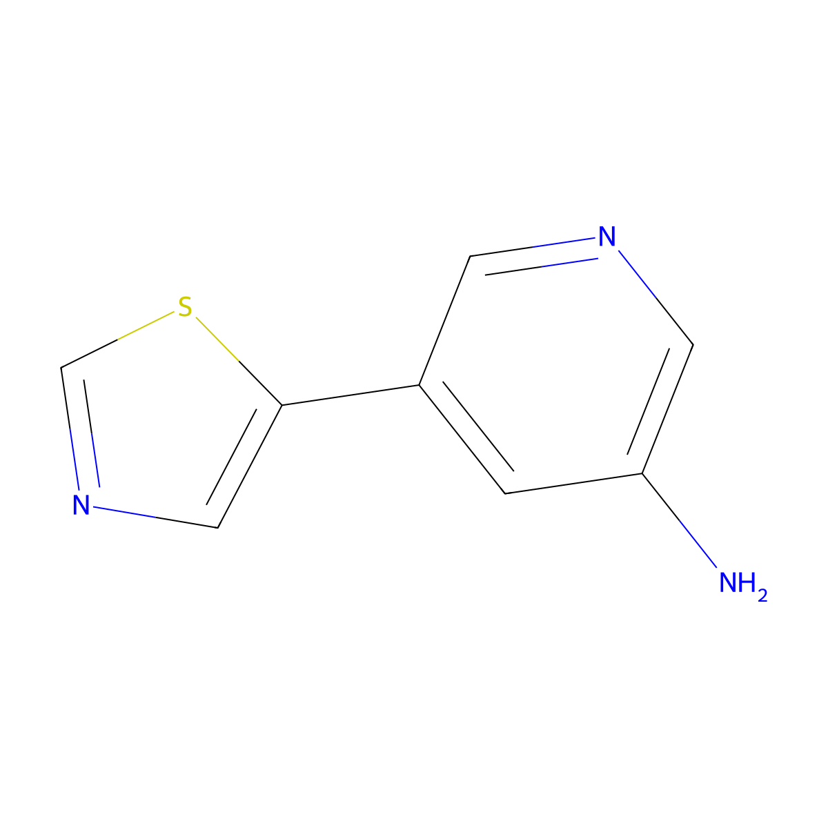 3-Amino-5-(5-thiazolyl)pyridine molecular structure, CAS 1563534-22-4