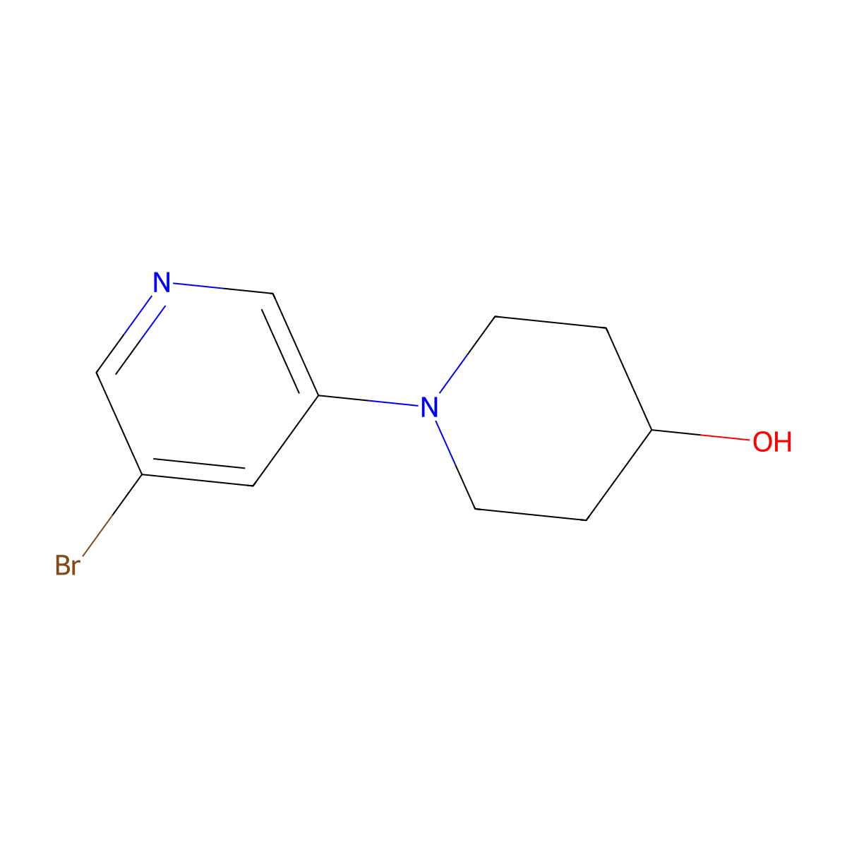 1-(5-Bromopyridin-3-yl)piperidin-4-ol molecular structure, CAS 1563534-23-5