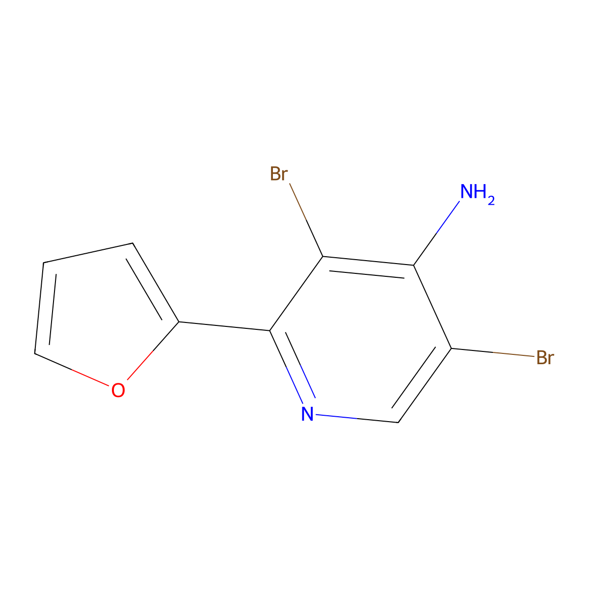 4-Amino-3,5-dibromo-2-(2-furyl)pyridine molecular structure, CAS 1563534-26-8
