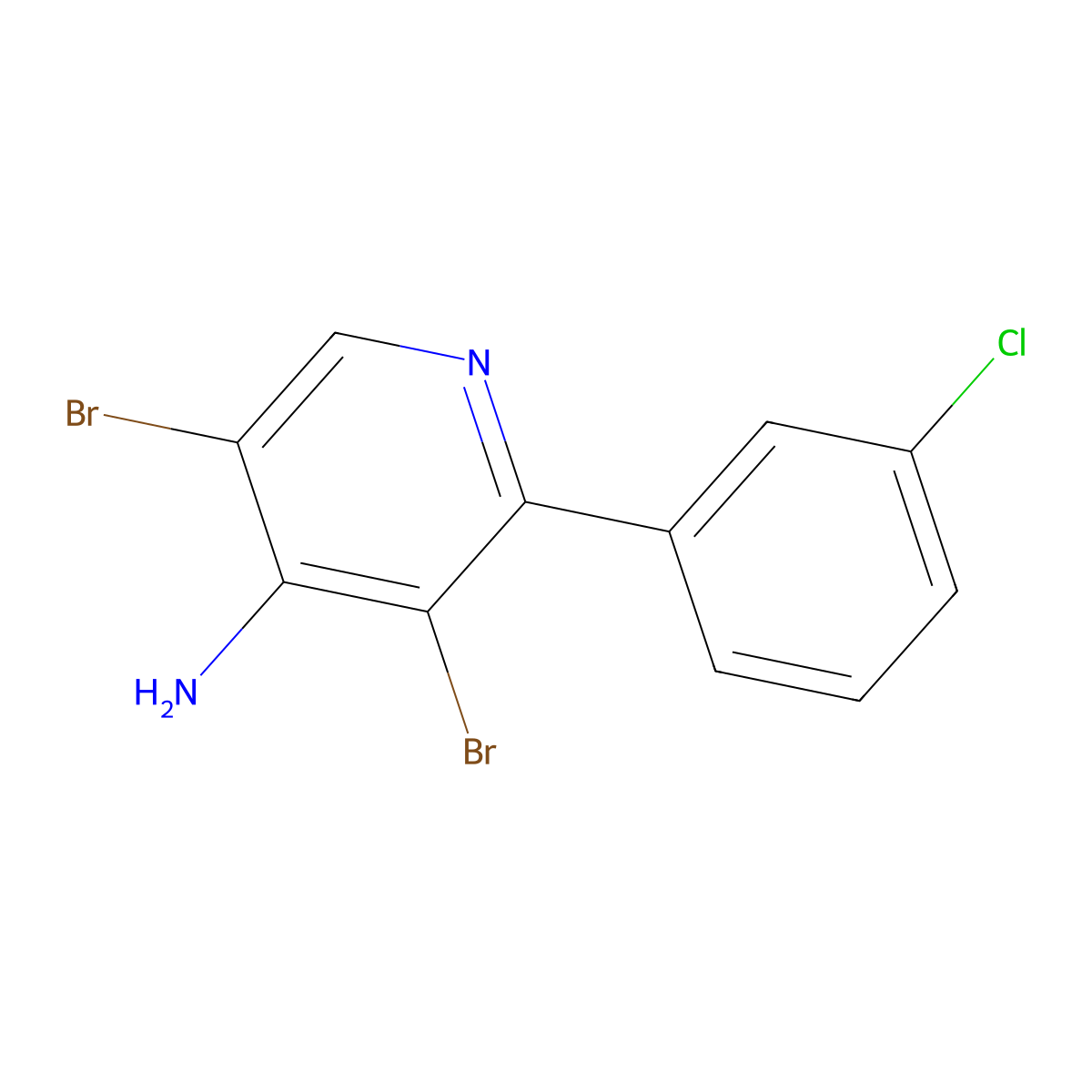 4-Amino-3,5-dibromo-2-(3-chlorophenyl)pyridine molecular structure, CAS 1563534-30-4