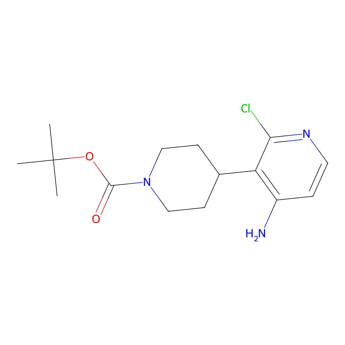 2-Chloro-4-amino-3-(N-boc-piperidin-4-YL)pyridine molecular structure, CAS 1563534-39-3