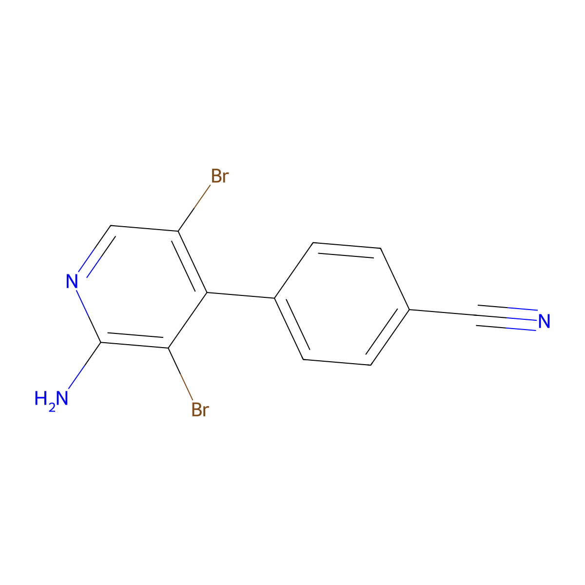 2-Amino-3,5-dibromo-4-(4-cyanophenyl)pyridine molecular structure, CAS 1563534-45-1