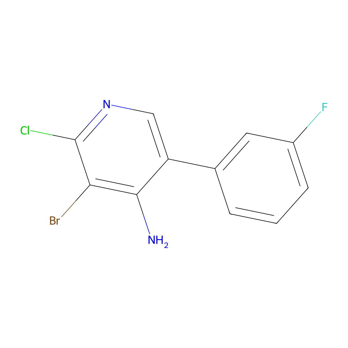 4-Amino-2-chloro-3-bromo-5-(3-fluorophenyl)pyridine molecular structure, CAS 1563534-55-3
