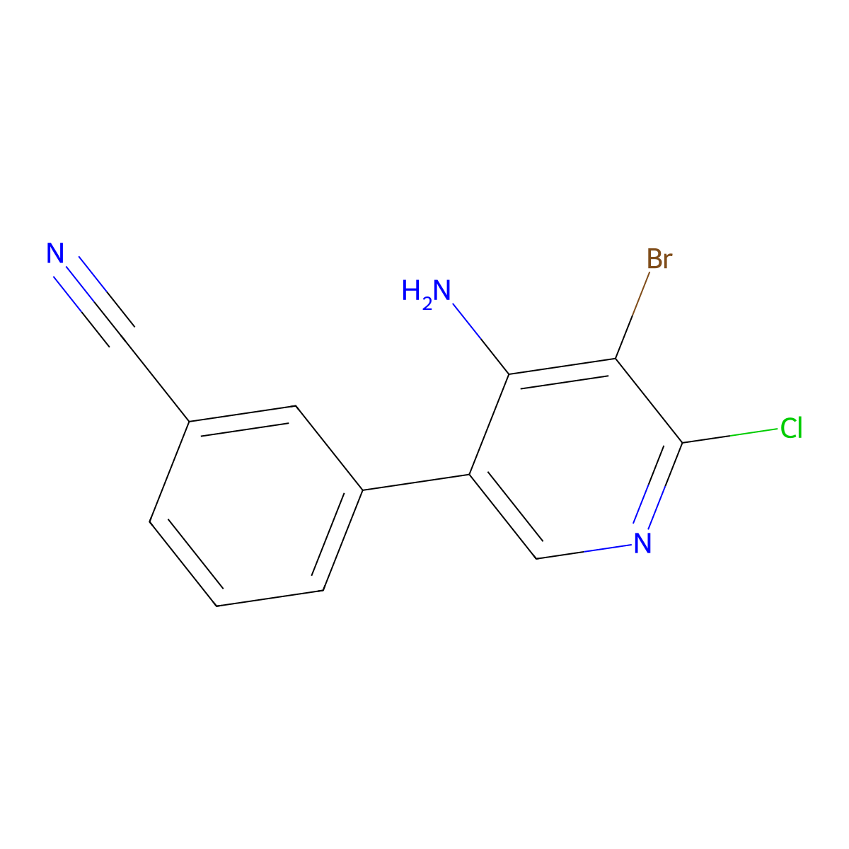 4-Amino-2-chloro-3-bromo-5-(3-cyanophenyl)pyridine molecular structure, CAS 1563534-56-4