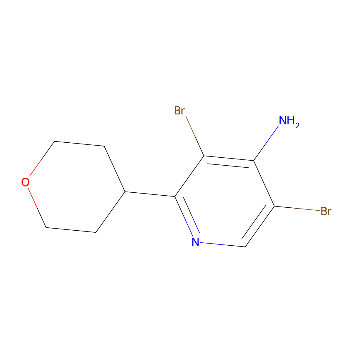 4-Amino-3,5-dibromo-2-(4-tetrahydropyranyl)pyridine molecular structure, CAS 1563534-65-5