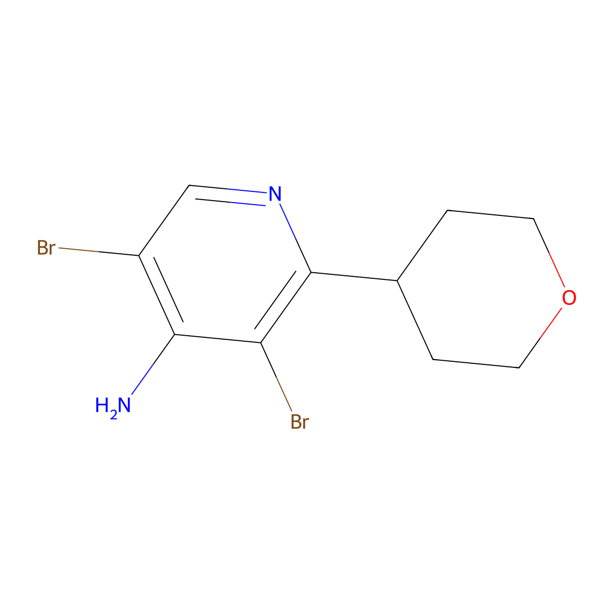 4-Amino-3,5-dibromo-2-(4-tetrahydropyranyl)pyridine molecular structure, CAS 1563534-65-5