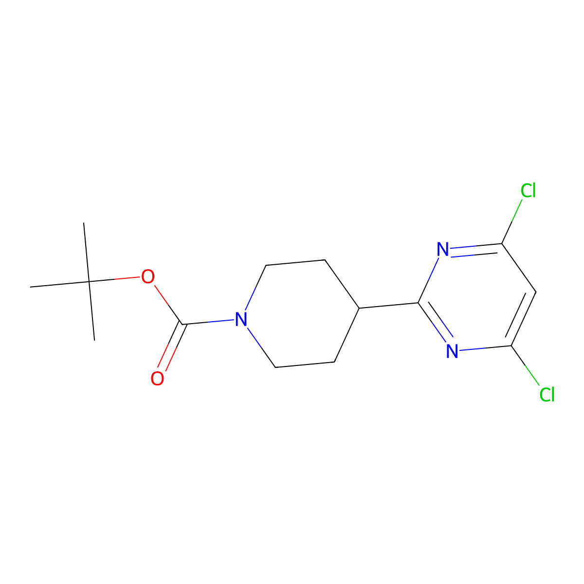 Tert-butyl 4-(4,6-dichloropyrimidin-2-YL)piperidine-1-carboxylate molecular structure, CAS 1563534-66-6