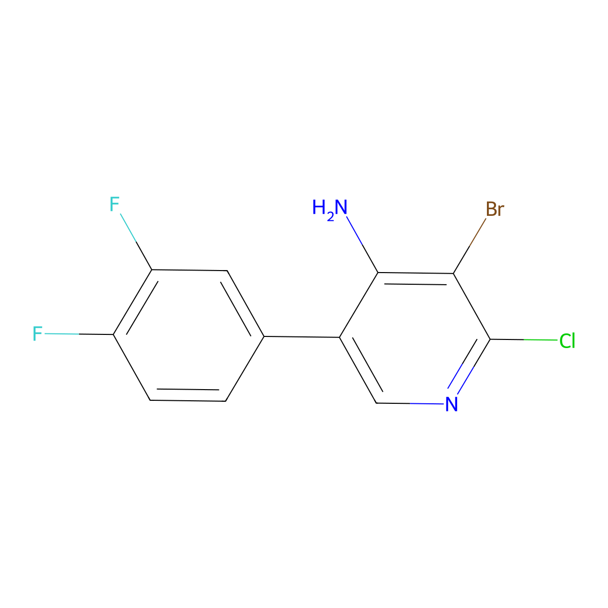4-Amino-2-chloro-3-bromo-5-(3,4-difluorophenyl)pyridine molecular structure, CAS 1563534-74-6