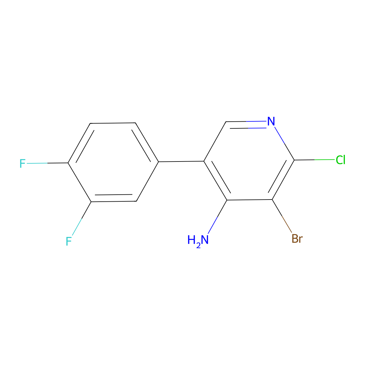 4-Amino-2-chloro-3-bromo-5-(3,4-difluorophenyl)pyridine molecular structure, CAS 1563534-74-6