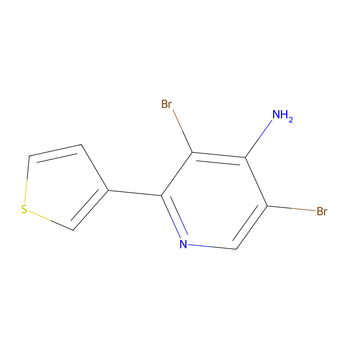 4-Amino-3,5-dibromo-2-(3-thienyl)pyridine molecular structure, CAS 1563534-83-7