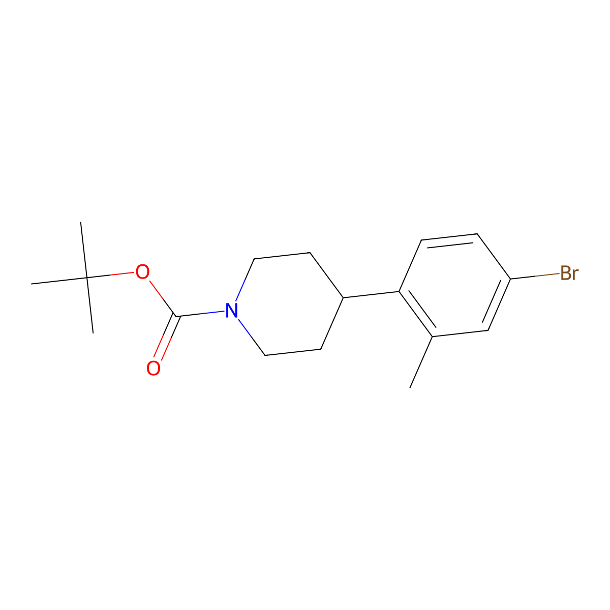 4-(N-Boc-Piperidin-4-yl)-3-methyl-1-bromobenzene molecular structure, CAS 1563535-06-7