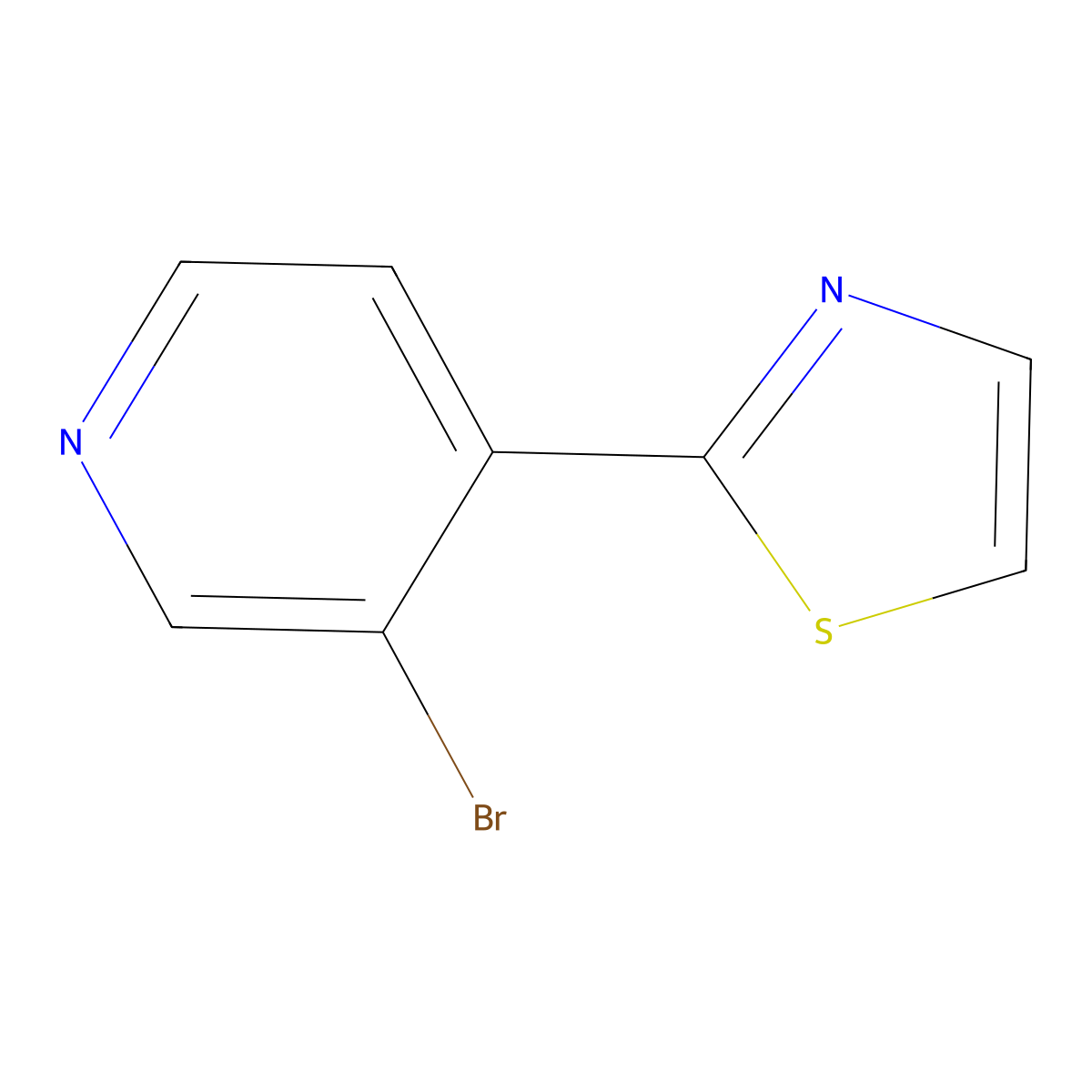 3-Bromo-4-(thiazol-2-yl)pyridine molecular structure, CAS 1563535-08-9