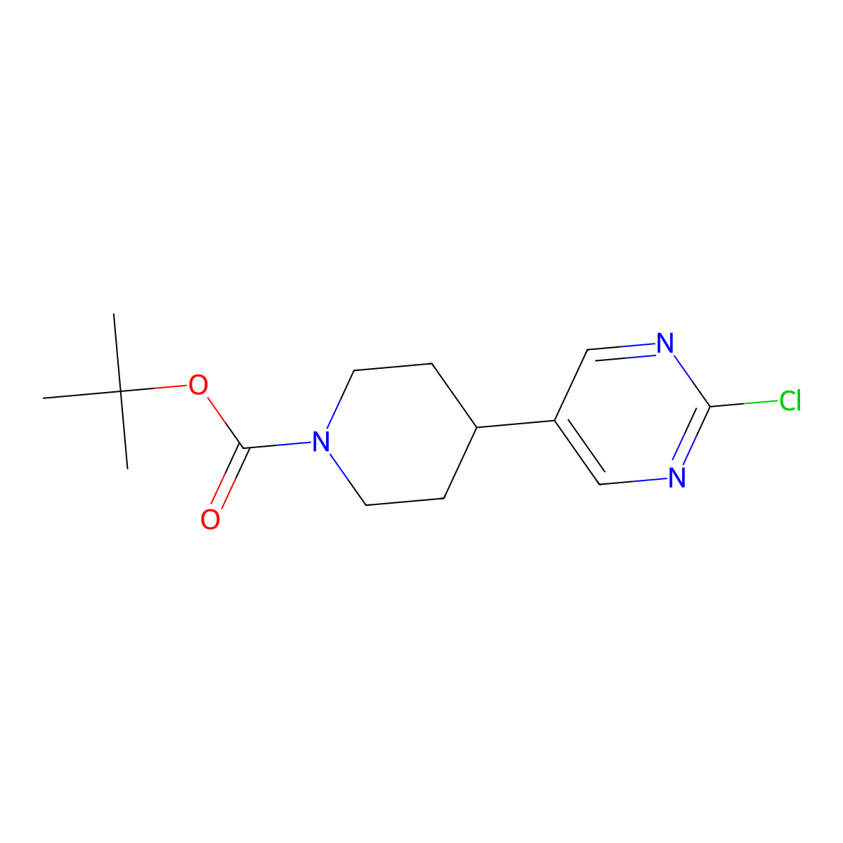 2-Chloro-5-(N-Boc-piperidin-4-yl)pyrimidine molecular structure, CAS 1563535-09-0