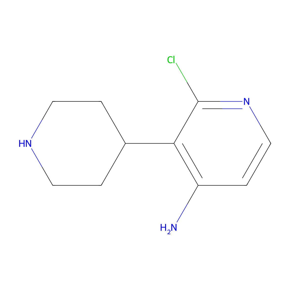 2-Chloro-3-(piperidin-4-yl)pyridin-4-amine molecular structure, CAS 1563535-13-6