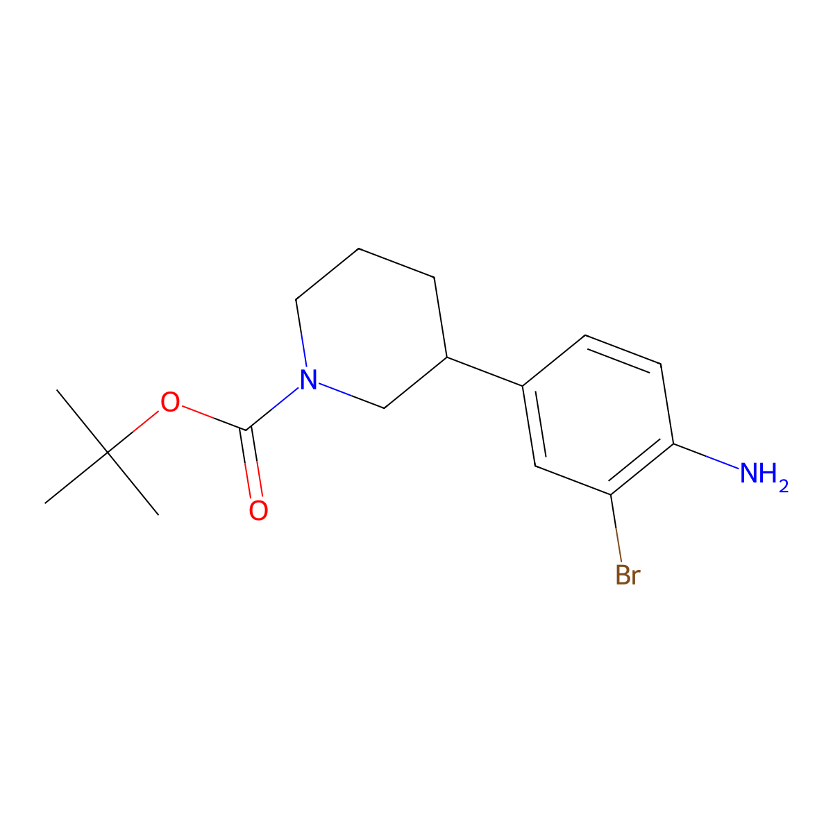 Tert-butyl 3-(3-bromo-4-aminophenyl)piperidine-1-carboxylate molecular structure, CAS 1563535-17-0