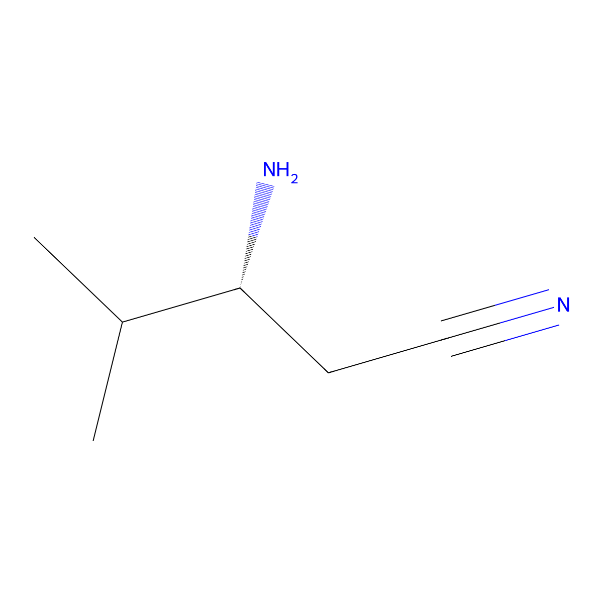 (3R)-3-amino-4-methylpentanenitrile molecular structure, CAS 156358-33-7