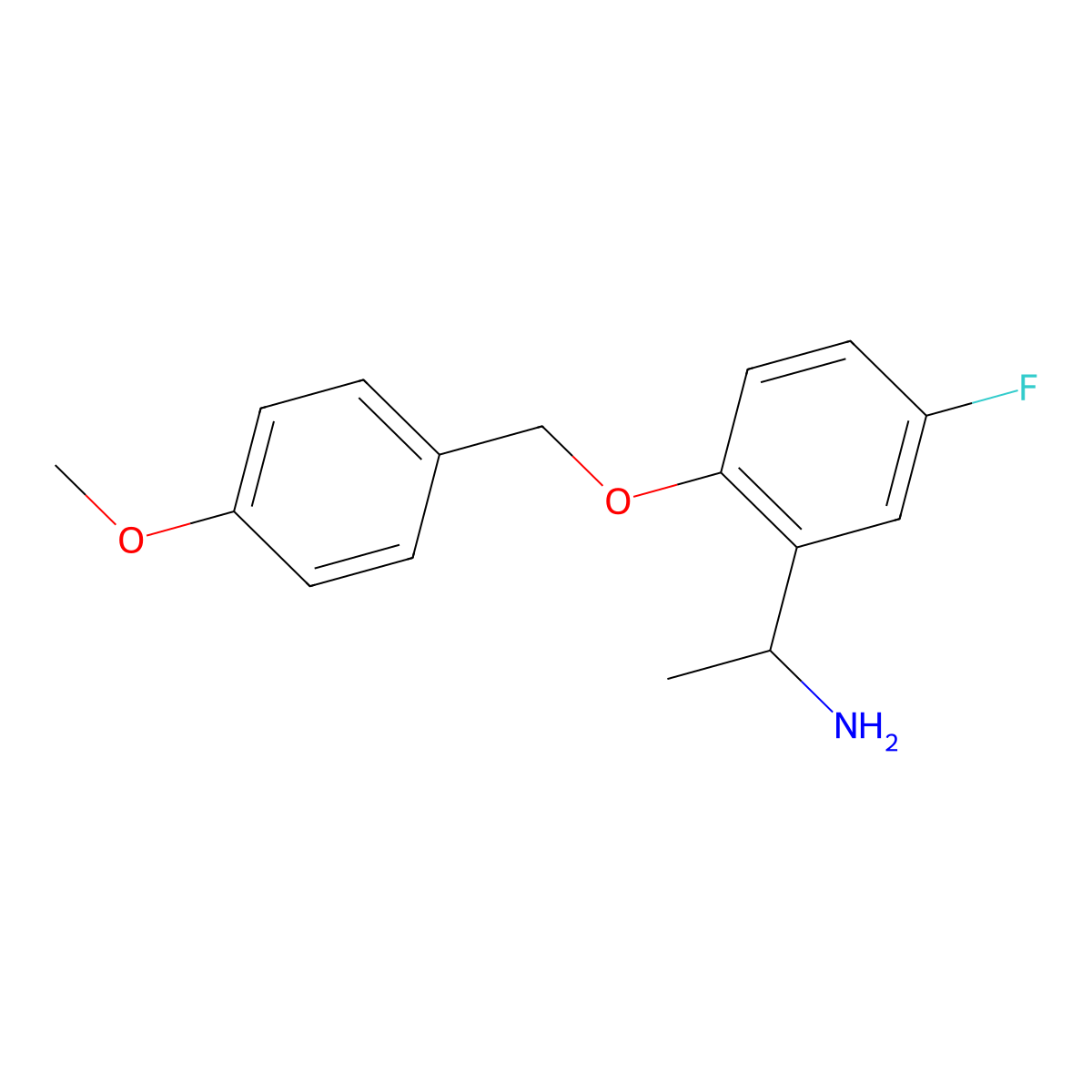 (S)-1-(5-fluoro-2-((4-methoxybenzyl)oxy)phenyl)ethan-1-amine molecular structure, CAS 1563601-55-7