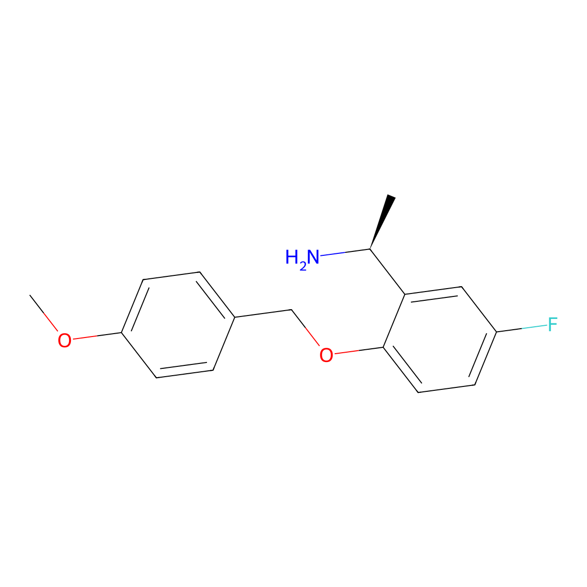 (S)-1-(5-fluoro-2-((4-methoxybenzyl)oxy)phenyl)ethan-1-amine molecular structure, CAS 1563601-55-7