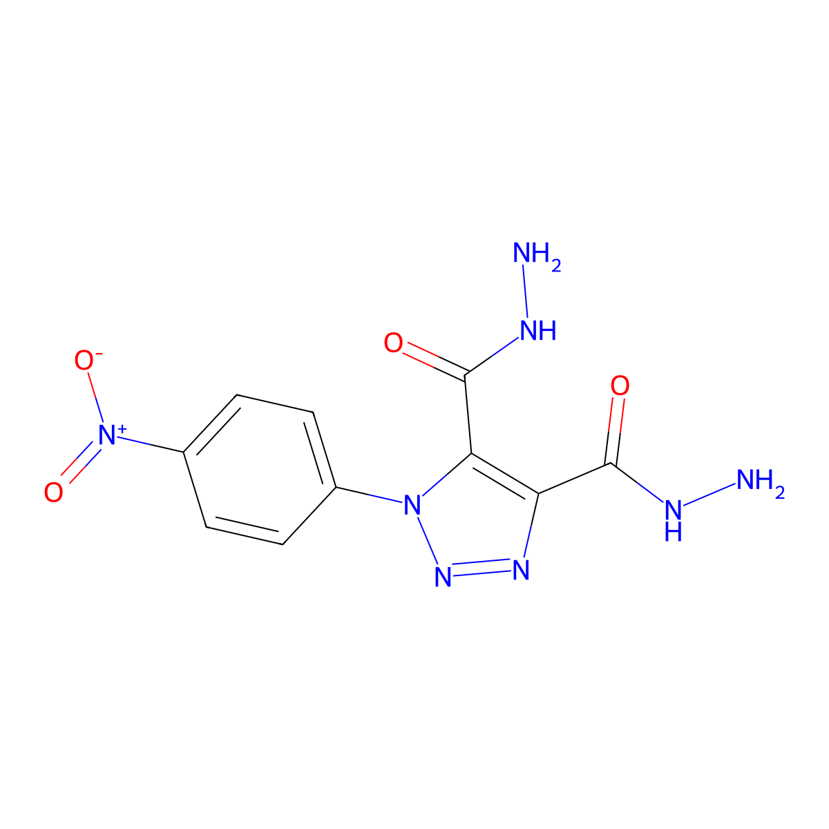 1-(4-nitrophenyl)-1H-1,2,3-triazole-4,5-dicarbohydrazide molecular structure, CAS 156361-37-4
