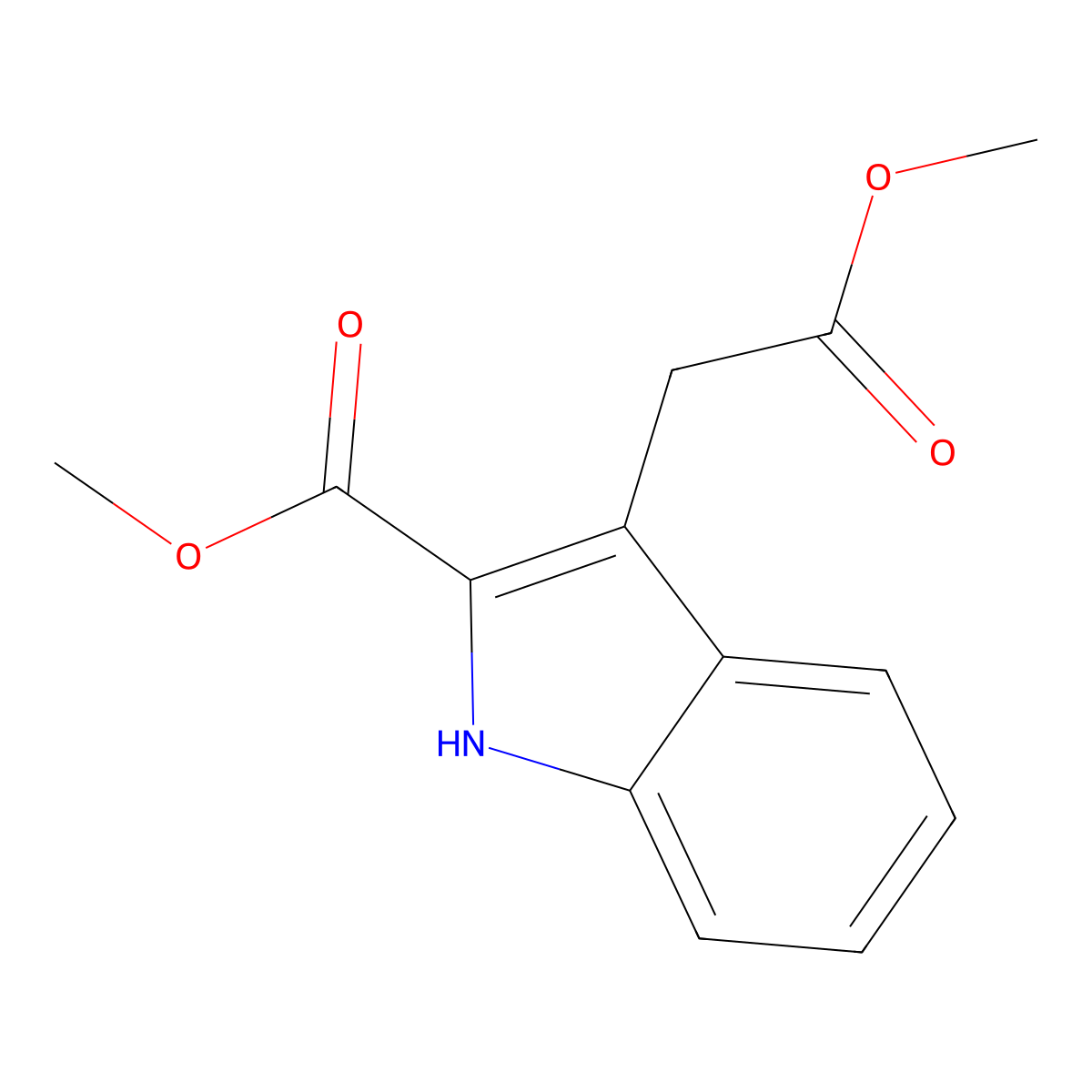 methyl 3-(2-methoxy-2-oxoethyl)-1H-indole-2-carboxylate molecular structure, CAS 156362-00-4